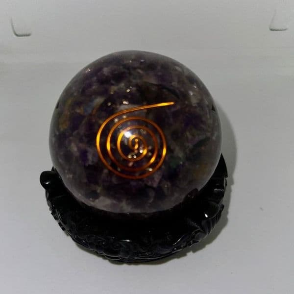Amethyst Orgonite Sphere with Large Choko Reiki