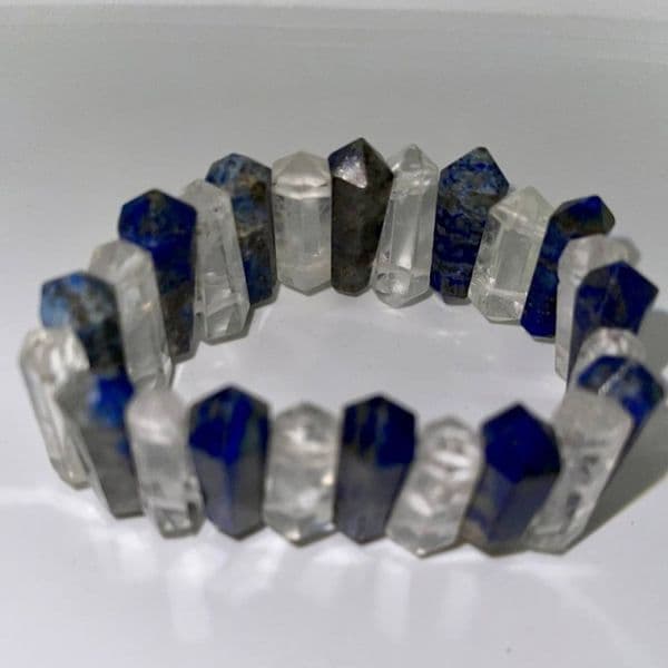 Lapis Lazuli And Crystal Quartz DP Pencil Bracelets